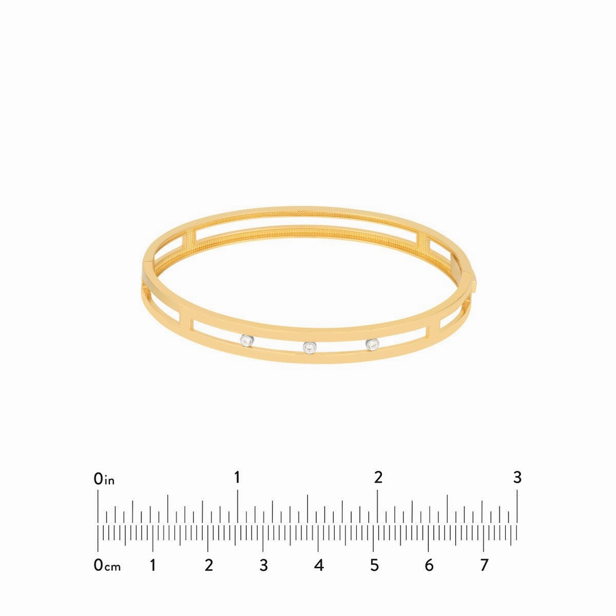 14K Two-Tone Gold Diamond Bezel Open Bangle