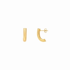 14K Yellow Gold 4.00mm Small Round J Hoop Earrings