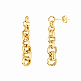 14K Yellow Gold Graduated Rolo Dangle Earrings