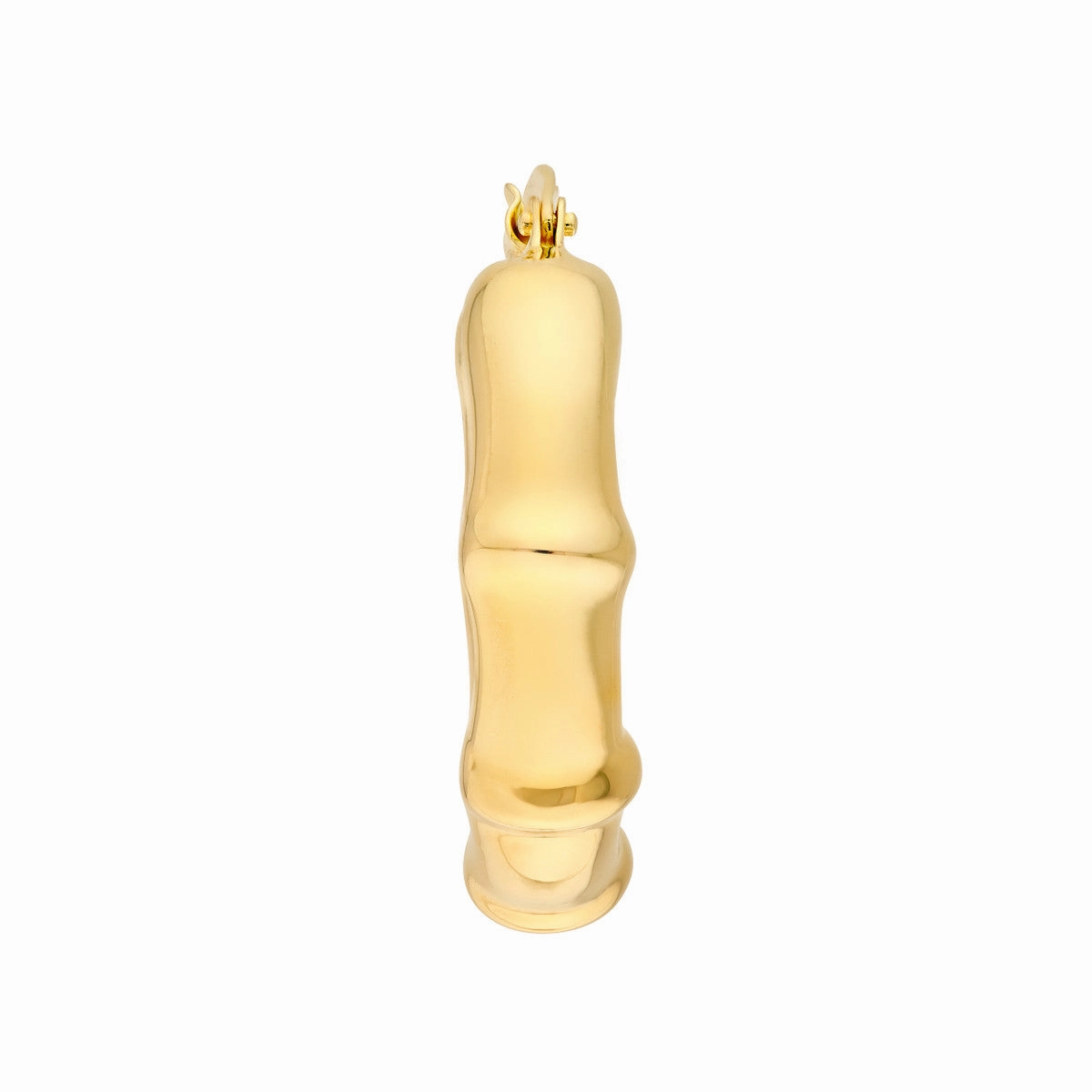 14K Yellow Gold Smooth Bamboo Round Hoop Earrings