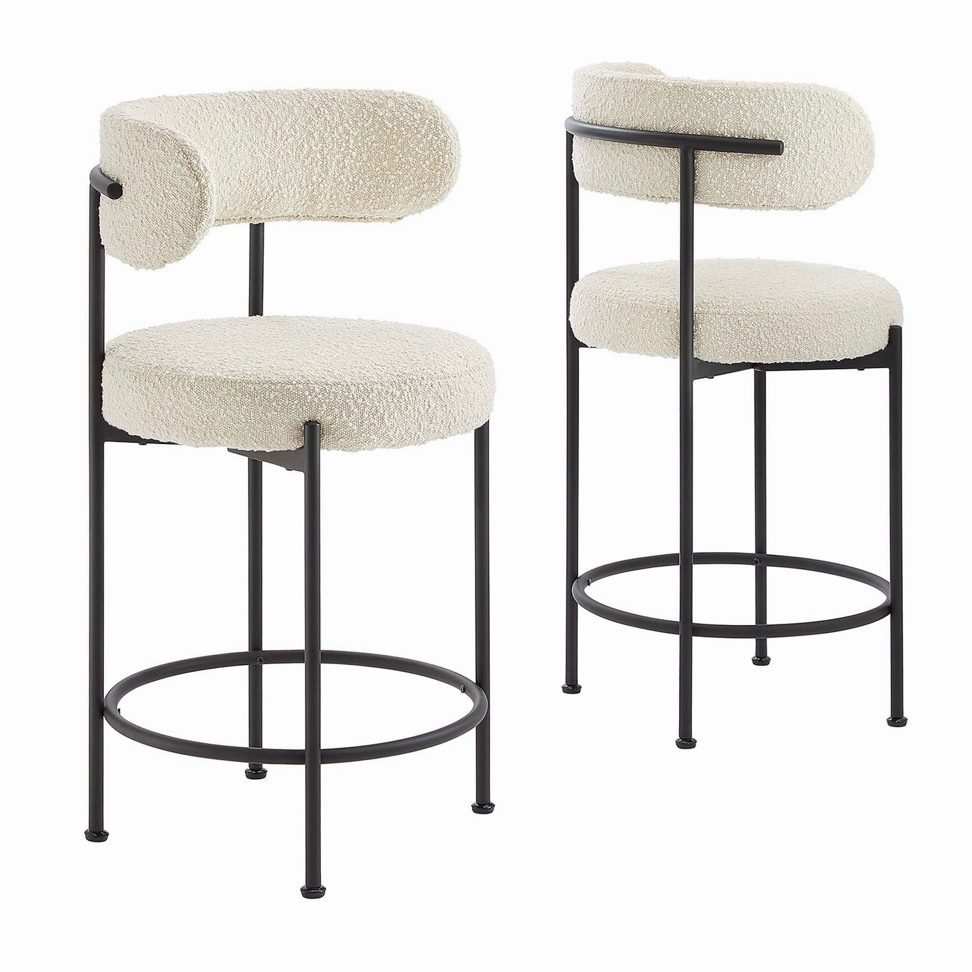 Albie Boucle Fabric Counter Stools - Set of 2 by Modway