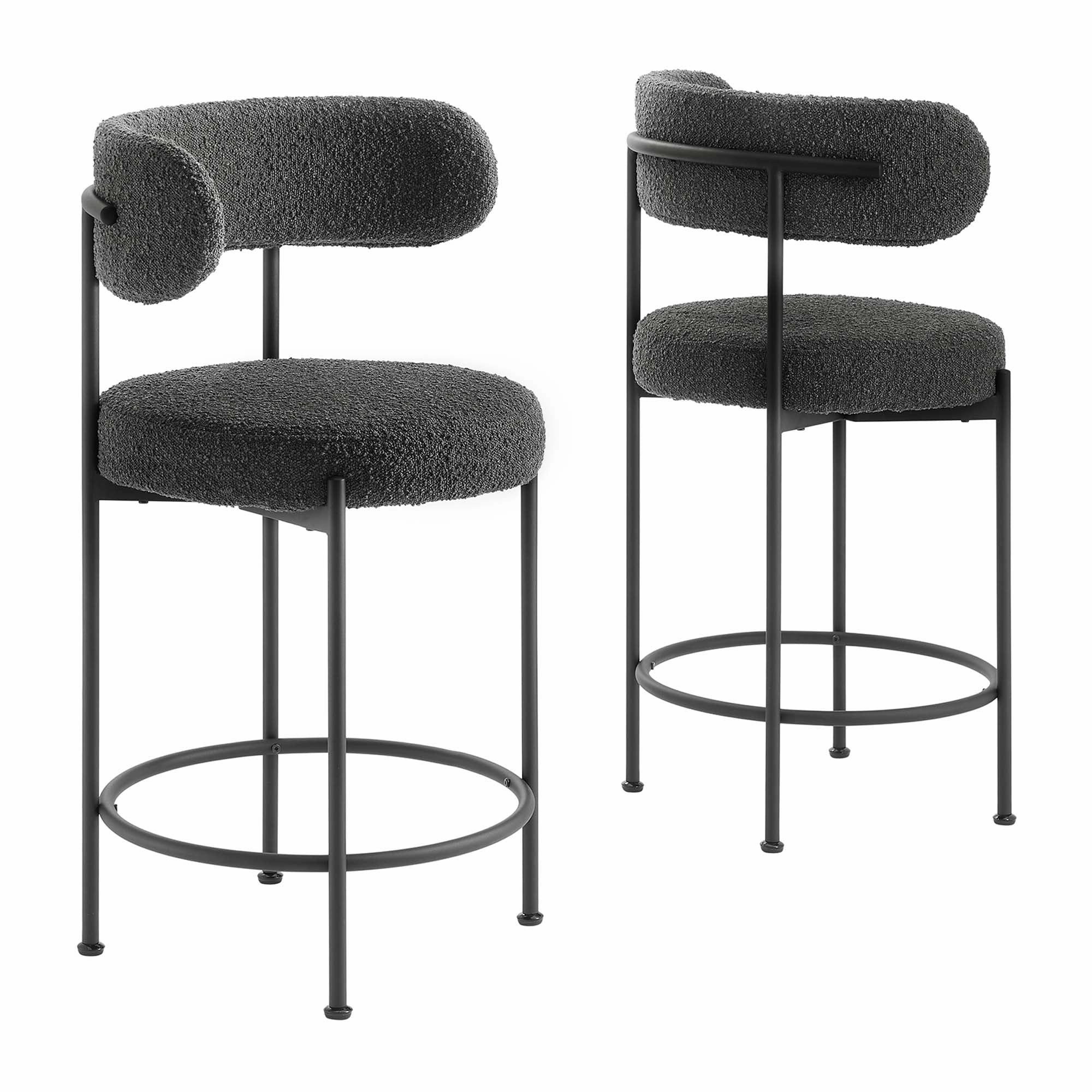 Albie Boucle Fabric Counter Stools - Set of 2 by Modway