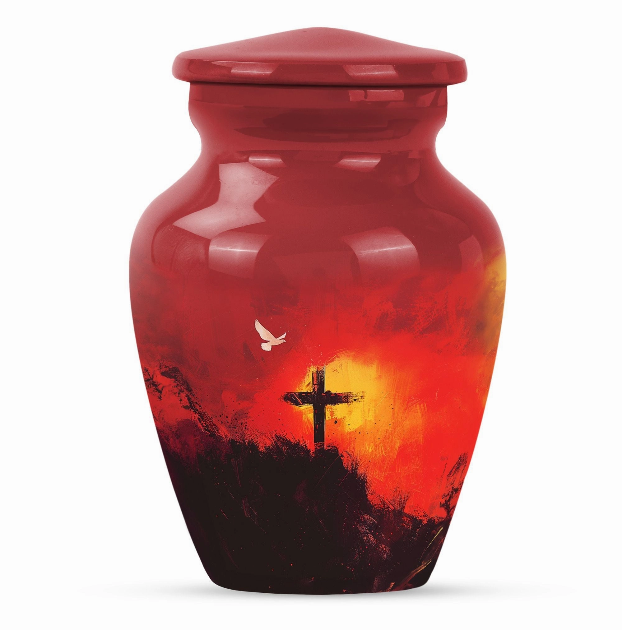 Aurora Borealis Cross Urn - Timeless Aluminium Cremation Keepsake