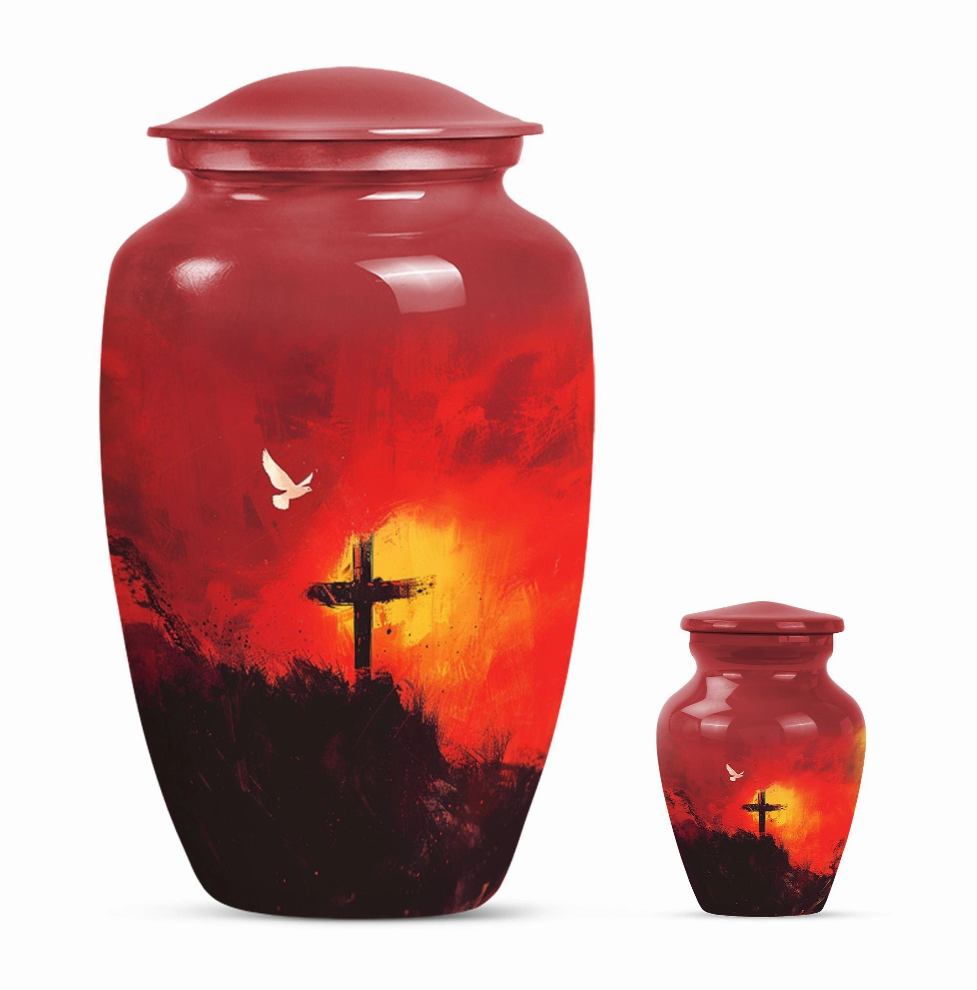 Aurora Borealis Cross Urn - Timeless Aluminium Cremation Keepsake