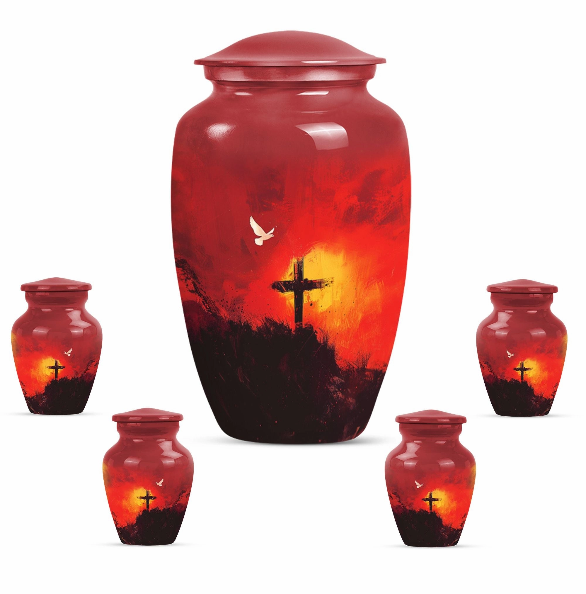 Aurora Borealis Cross Urn - Timeless Aluminium Cremation Keepsake