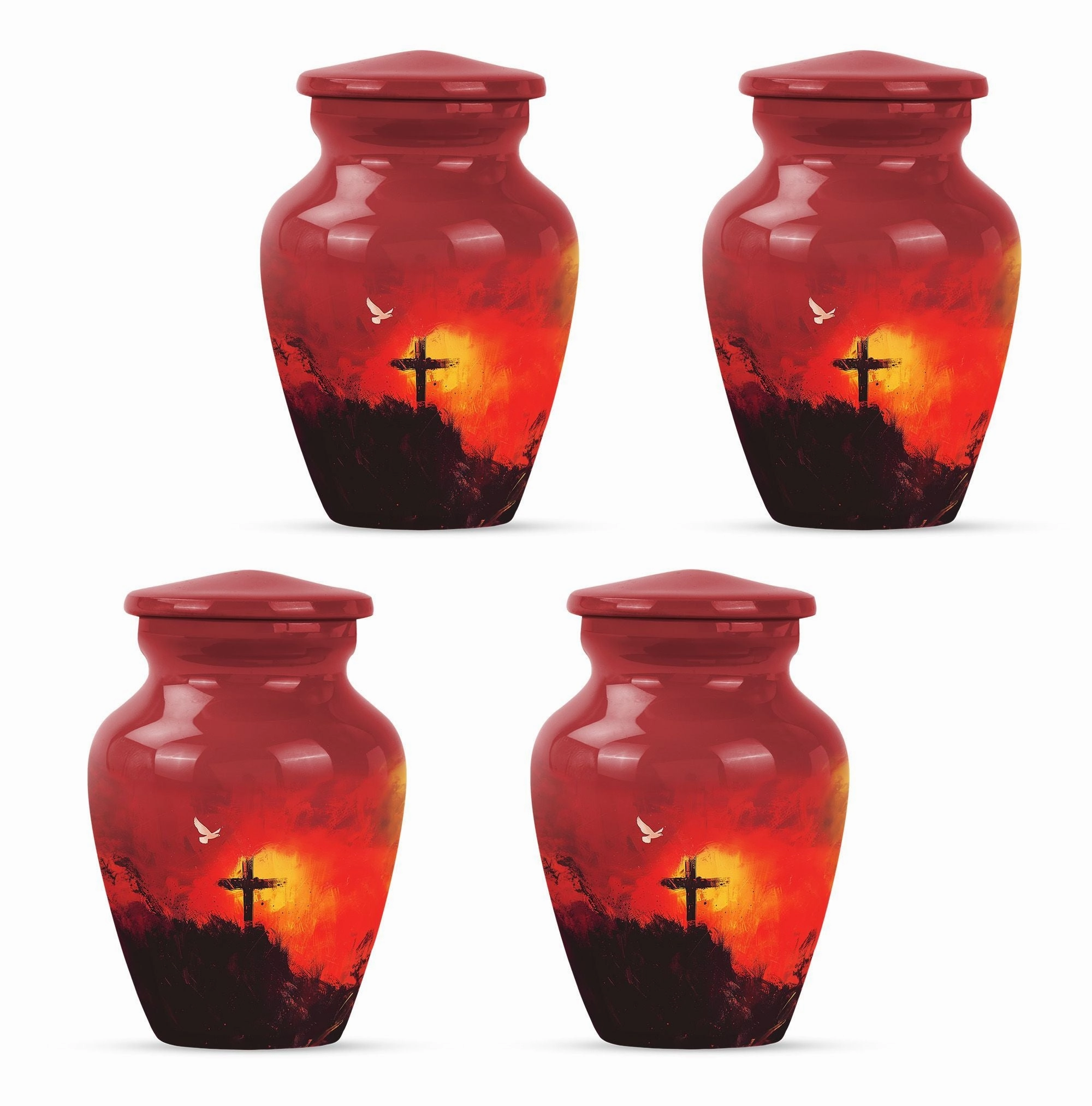 Aurora Borealis Cross Urn - Timeless Aluminium Cremation Keepsake