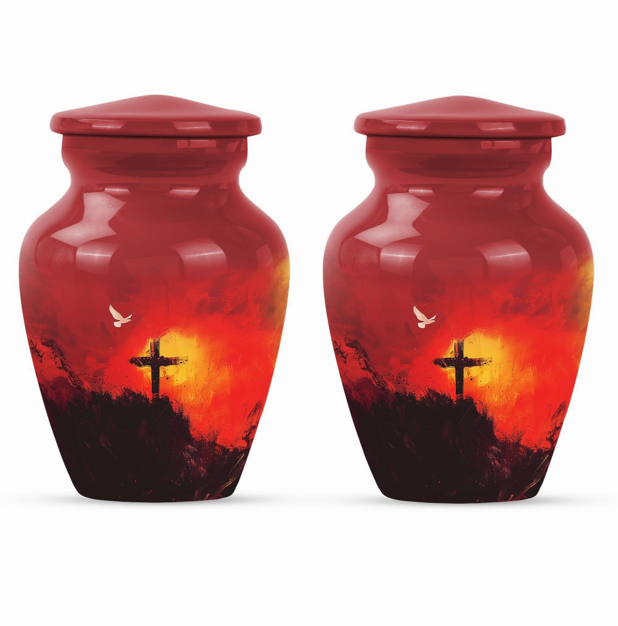 Aurora Borealis Cross Urn - Timeless Aluminium Cremation Keepsake