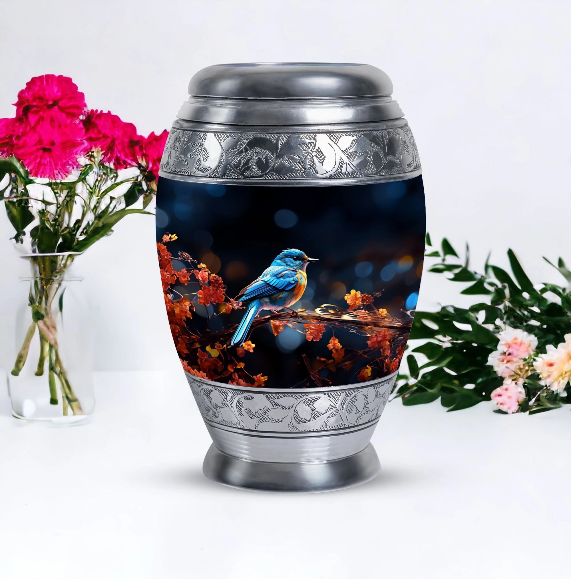 Blue Sparrow Large Cremation Urn: Timeless Memorial Gift