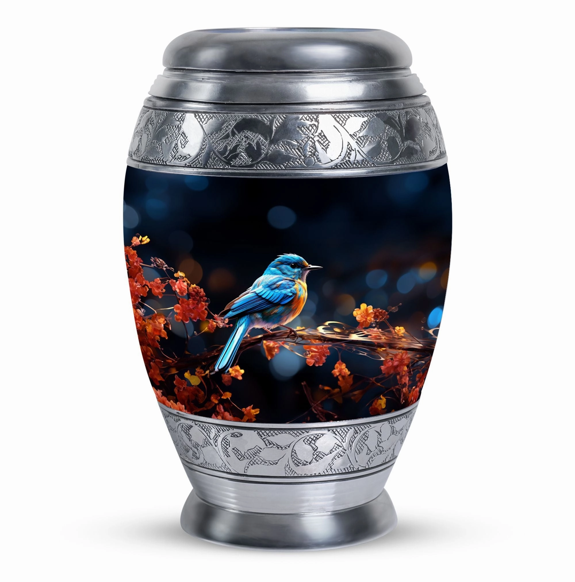 Blue Sparrow Large Cremation Urn: Timeless Memorial Gift
