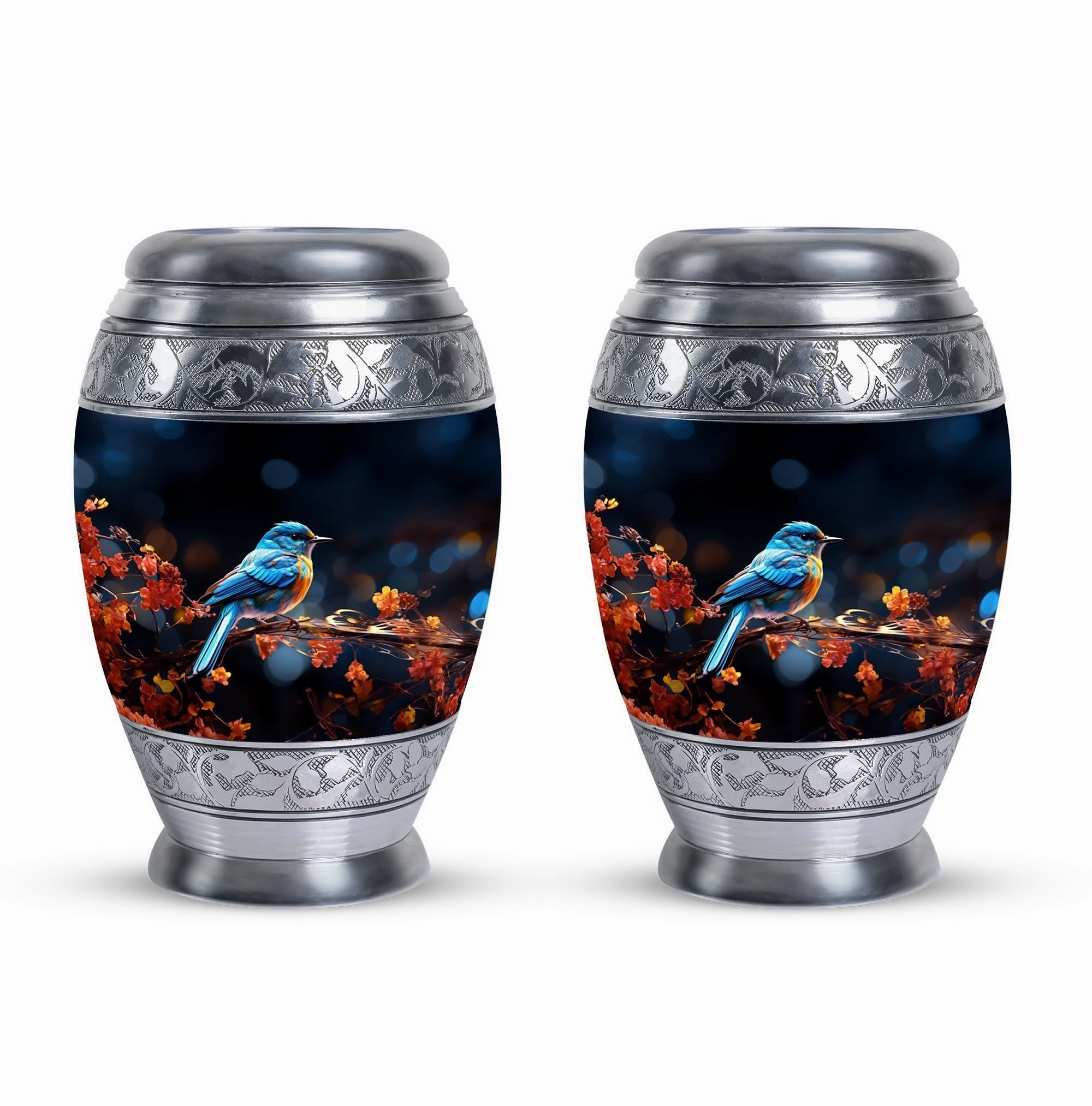 Blue Sparrow Large Cremation Urn: Timeless Memorial Gift