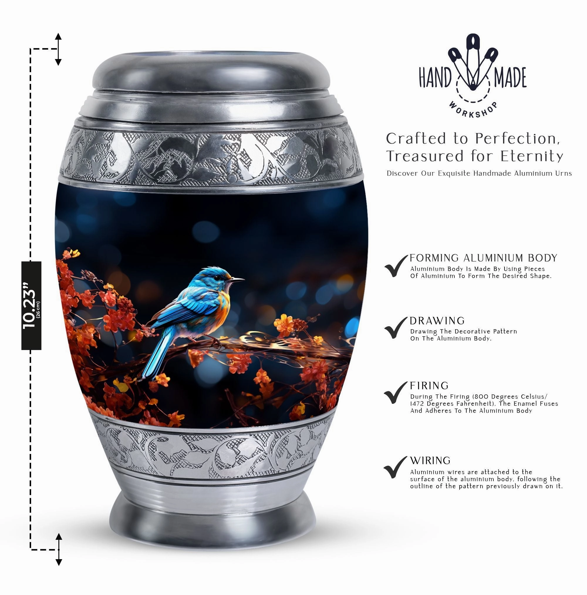 Blue Sparrow Large Cremation Urn: Timeless Memorial Gift