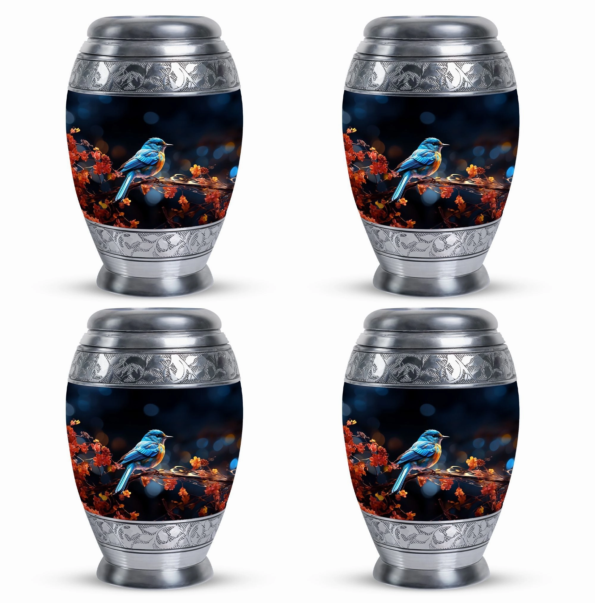 Blue Sparrow Large Cremation Urn: Timeless Memorial Gift