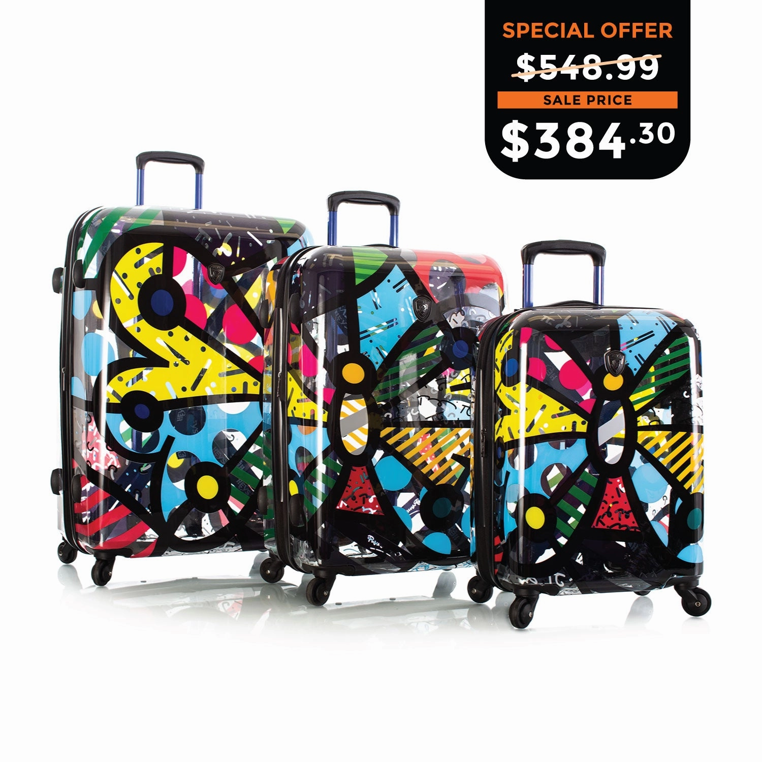 Britto - Butterfly Transparent 3 Piece Luggage Set - The Art of Modern Travel™
