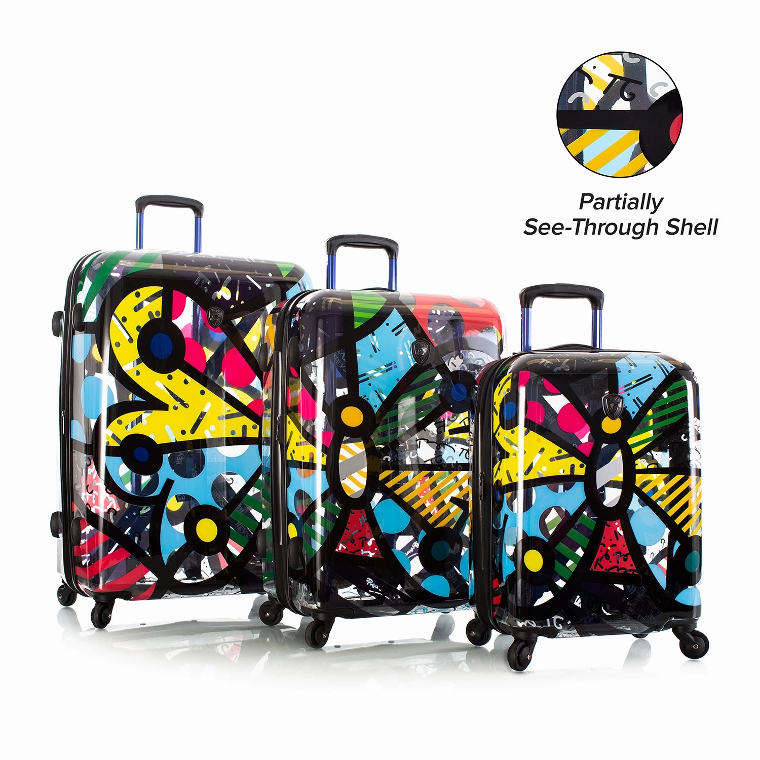 Britto - Butterfly Transparent 3 Piece Luggage Set - The Art of Modern Travel™