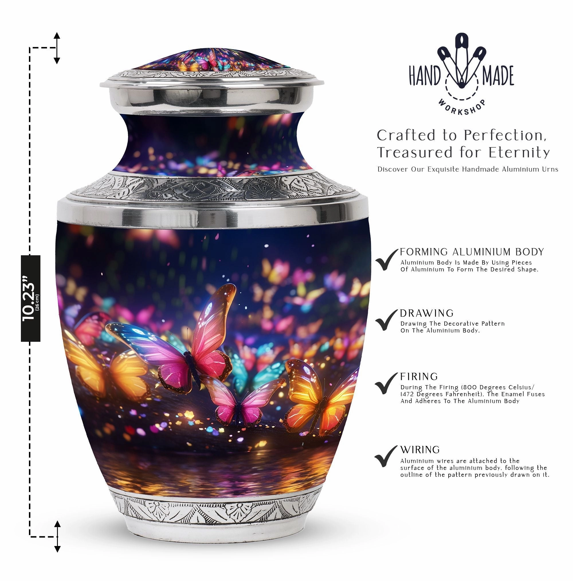 Butterflies in Forest Cremation Tribute: Timeless Memorial Urn