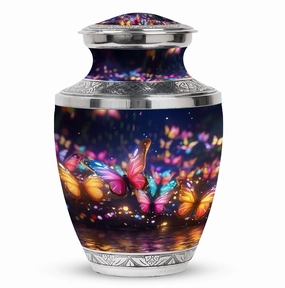 Butterflies in Forest Cremation Tribute: Timeless Memorial Urn