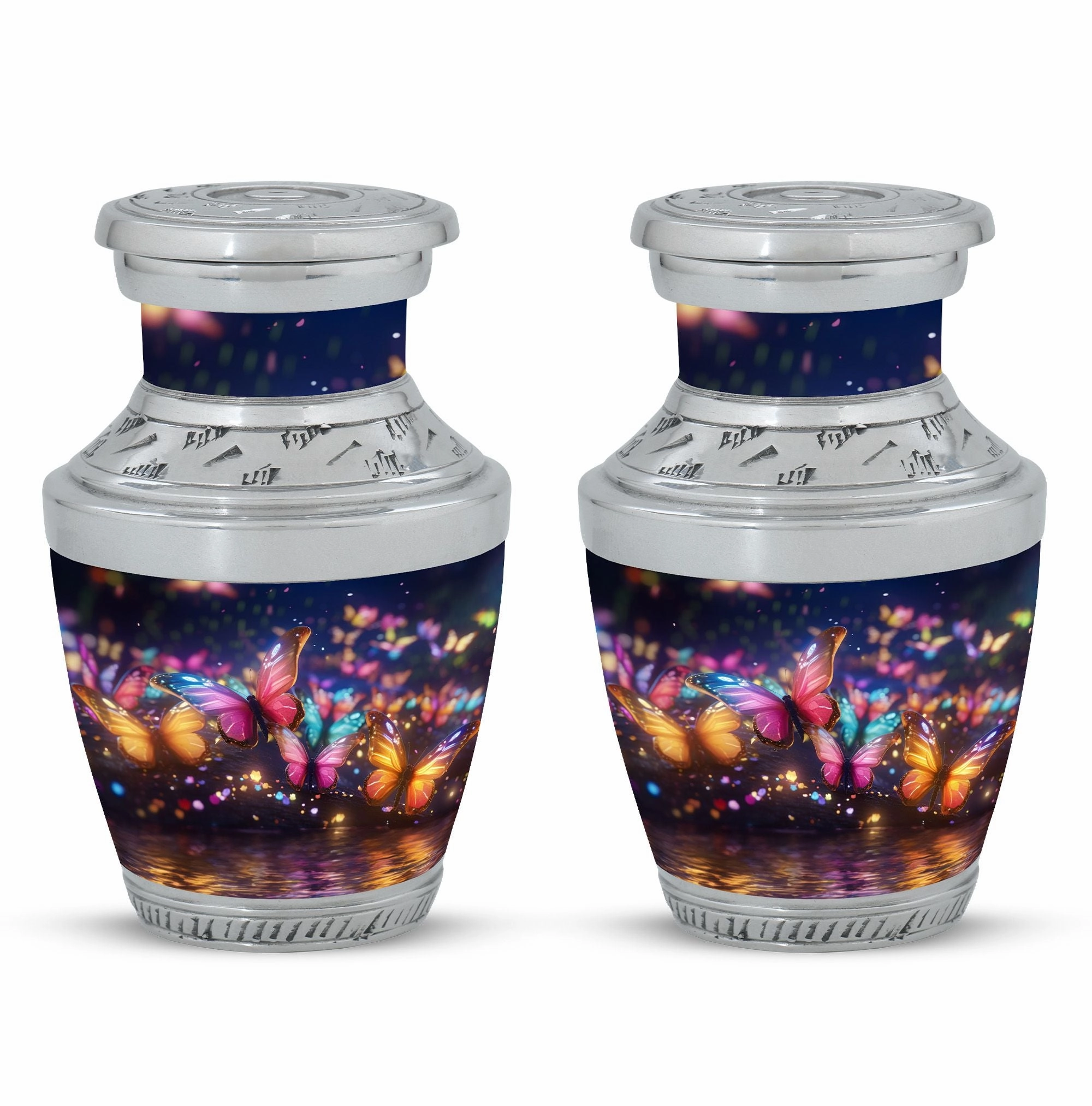 Butterflies in Forest Cremation Tribute: Timeless Memorial Urn