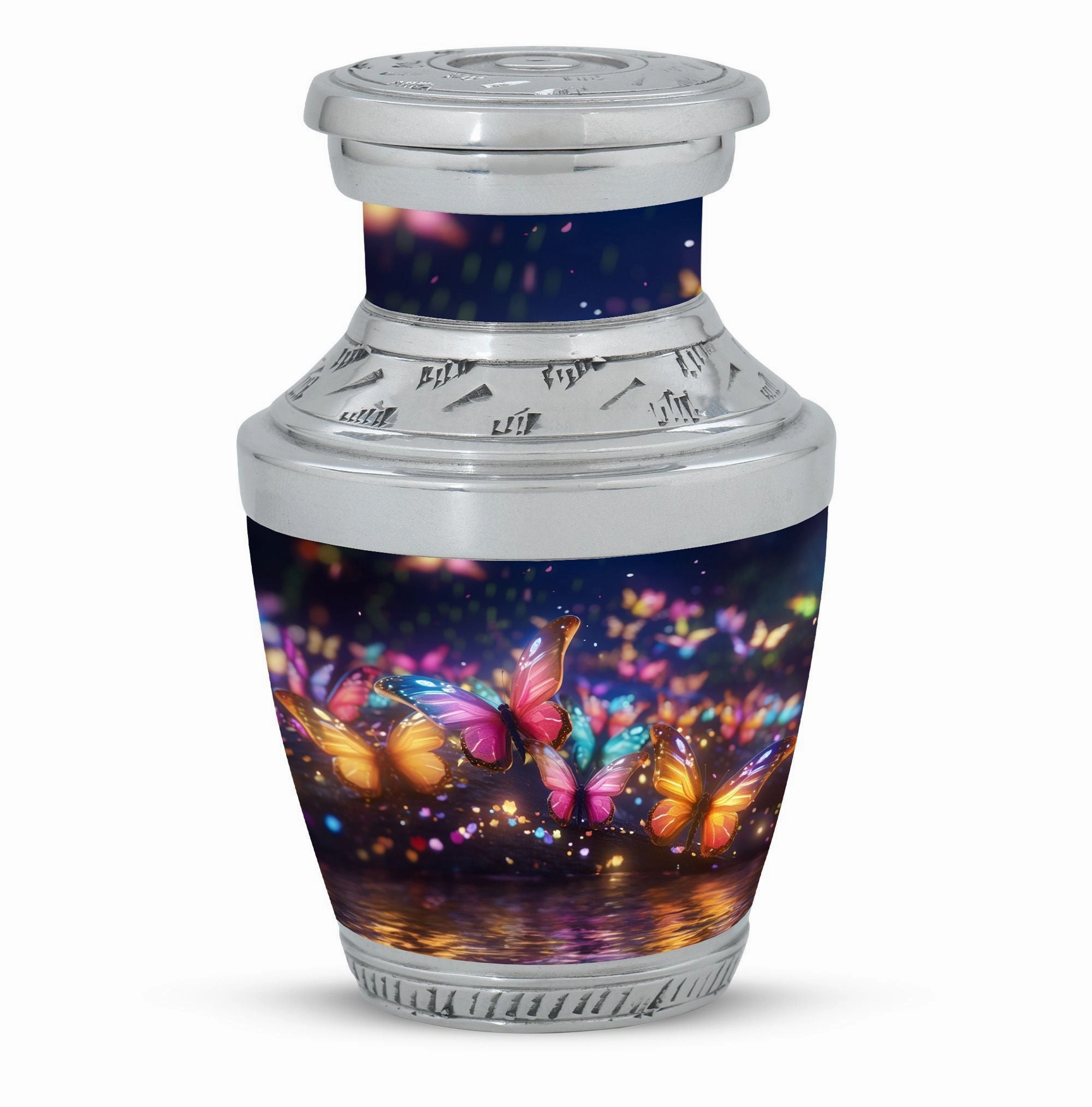 Butterflies in Forest Cremation Tribute: Timeless Memorial Urn