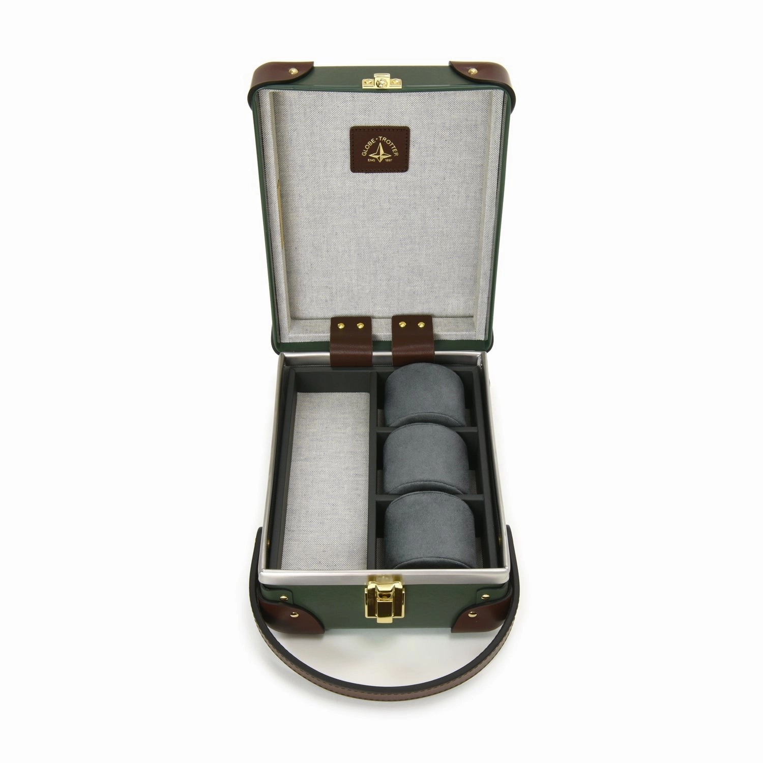 Centenary · 3-Slot Watch Case | Green/Brown