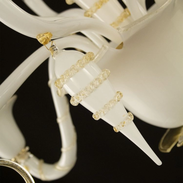 Contemporary Artistic White & Gold Glass Chandelier