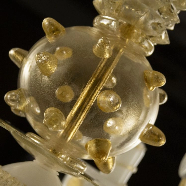 Contemporary Artistic White & Gold Glass Chandelier