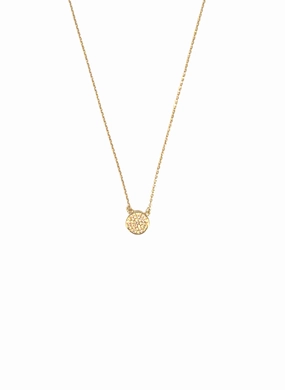 Dainty CZ Disc Necklace Gold