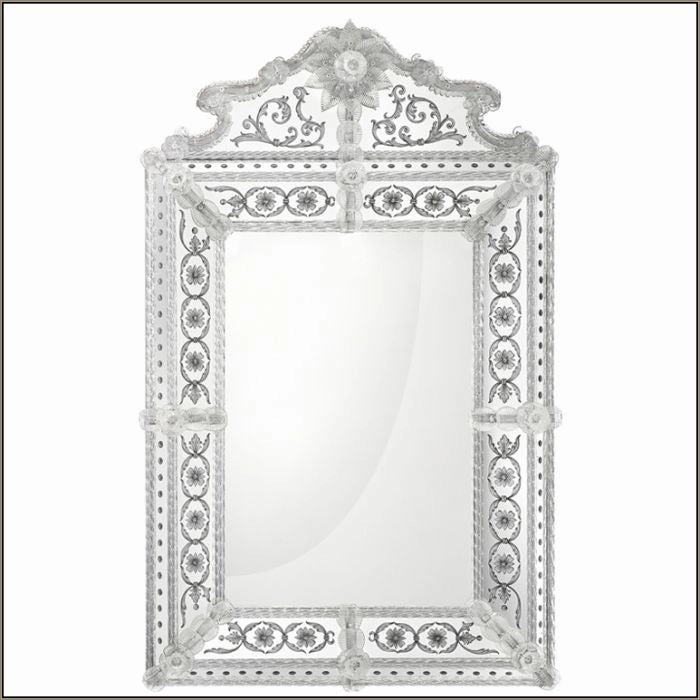 Decorative Large Venetian Mirror With Silver Eglomise Design