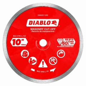 Diablo DMADC1000- 10 in. Diamond Continuous Rim Cut-Off Discs for Masonry