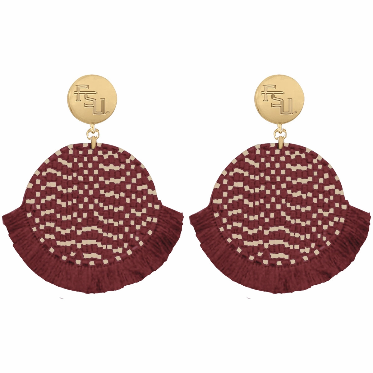 Emerson Street Stacked FSU Hand Beaded Earrings - Garnet/Gold
