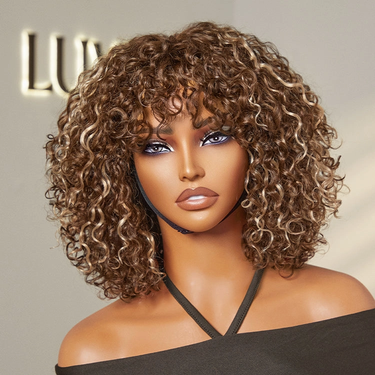Exclusive Sale | Beginner Friendly Water Wave Minimalist Lace Glueless Short Wig with Bangs