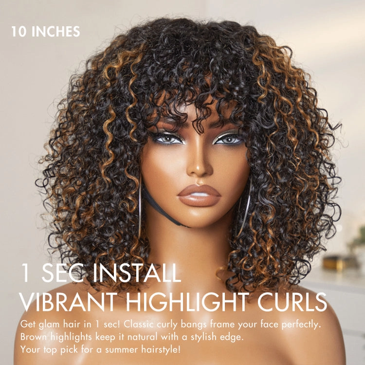 Exclusive Sale | Beginner Friendly Water Wave Minimalist Lace Glueless Short Wig with Bangs
