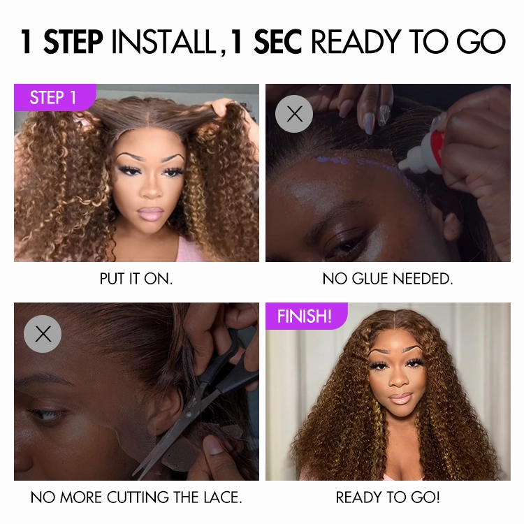 Exclusive Sale | Go Natural Ease | Soft Kinky Curly Glueless 5x5 Closure HD Lace Wig Ready to Go