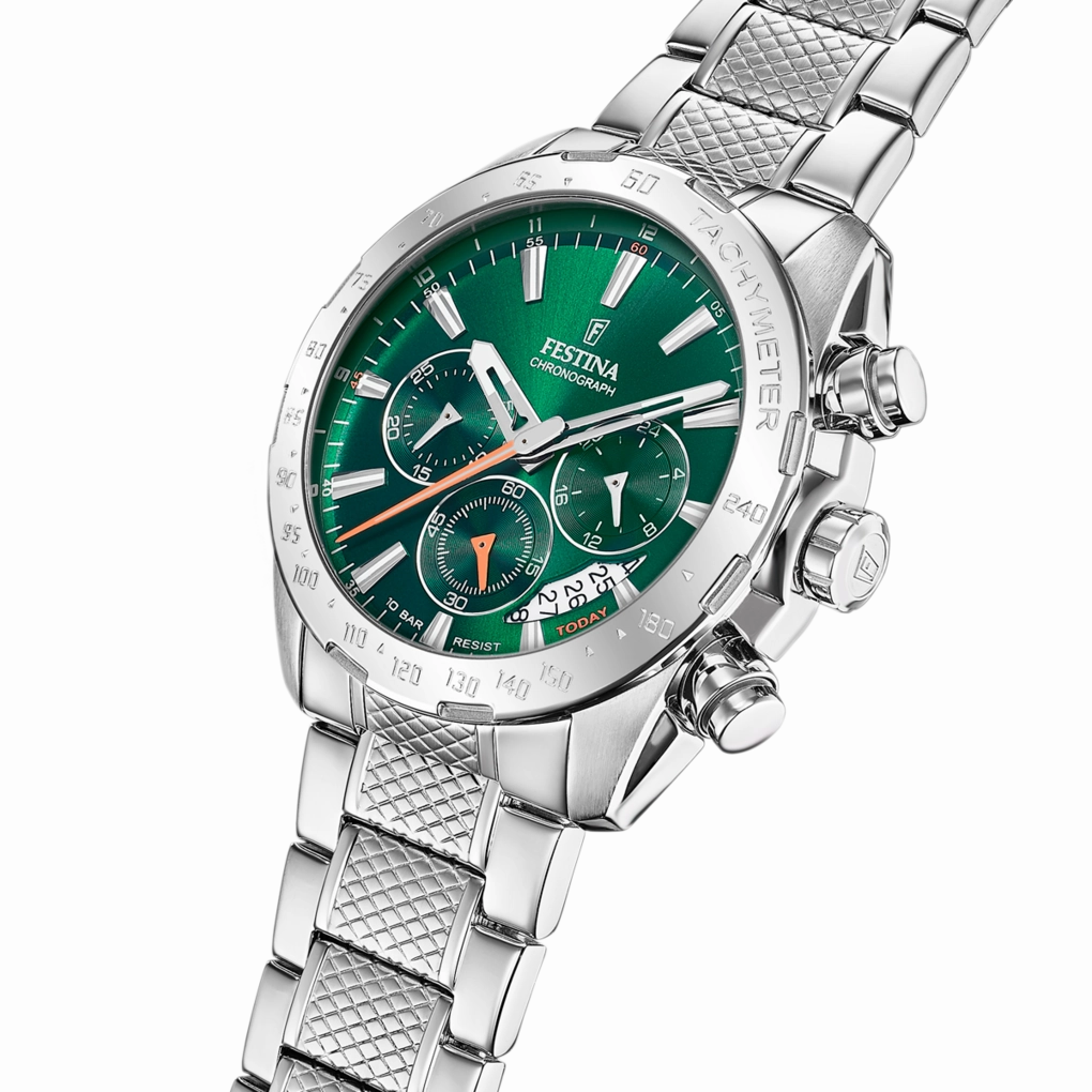Festina Timeless Chronograph Stainless Steel Chronograph Mens Watch I Model F20668/3 Quartz Movement