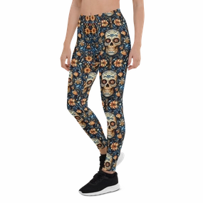 Festival Blue Sugar Skull Leggings