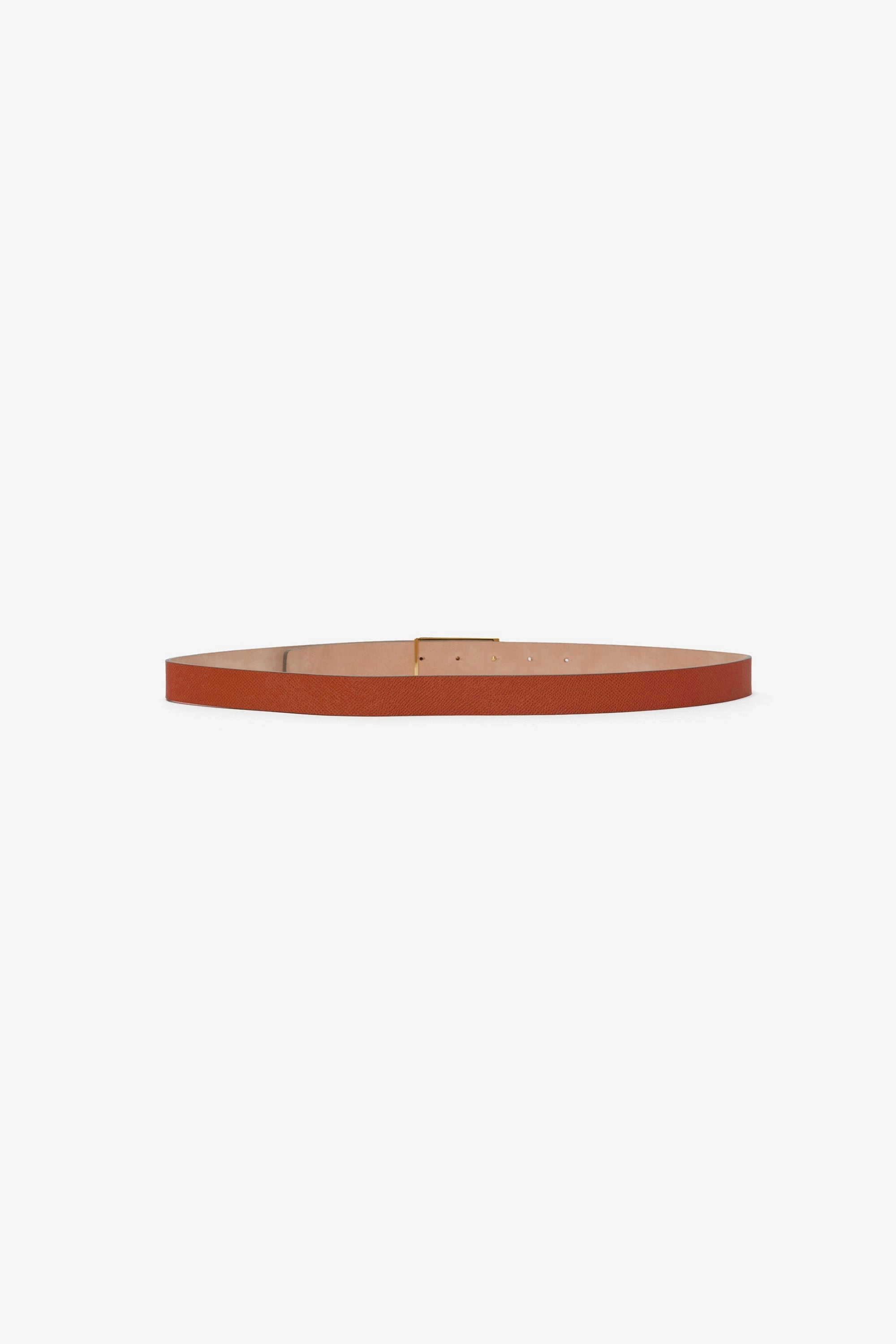Frame Belt In Burnt Orange Grained Leather