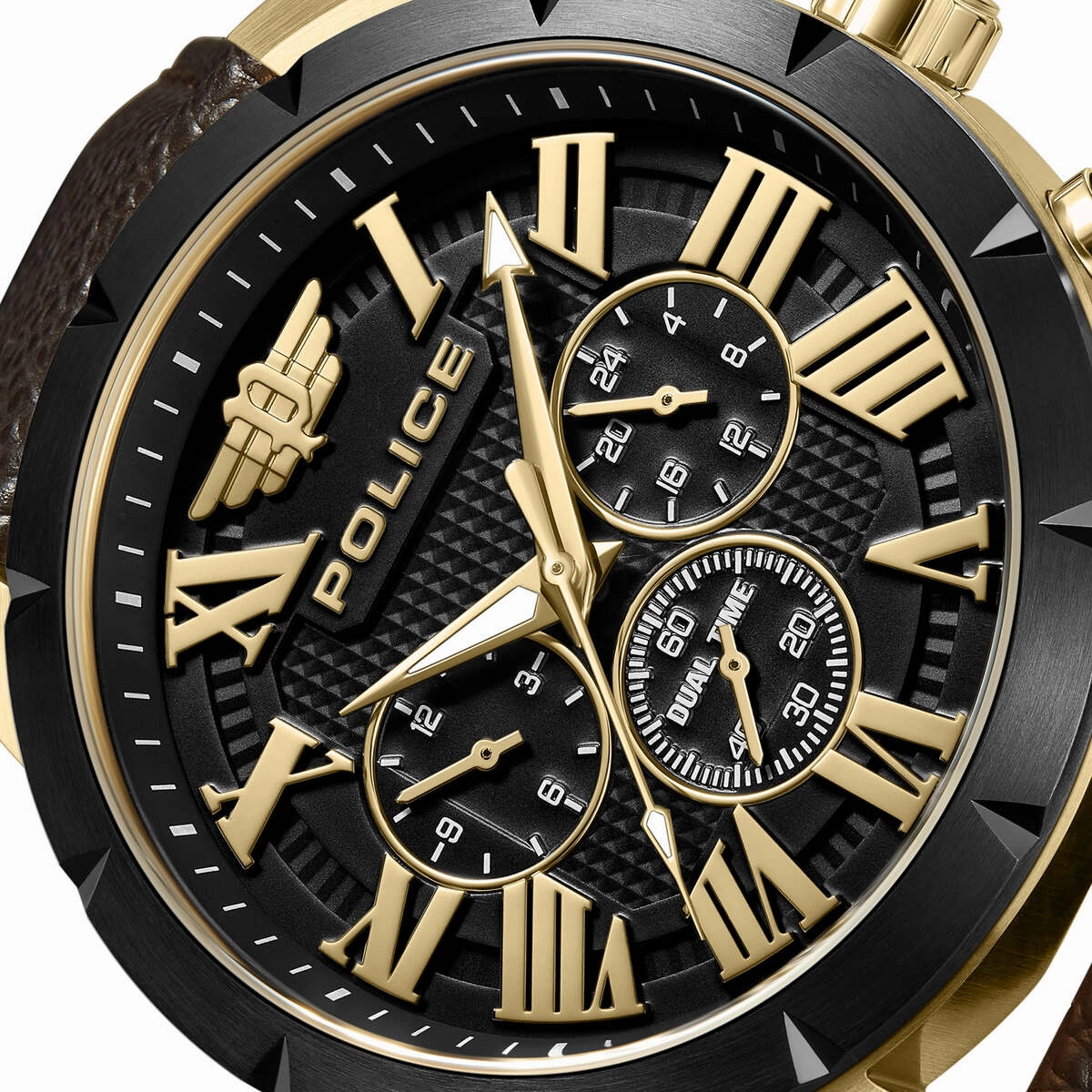 Gold Case & Brown Dial Watch With Brown Leather Strap - Brown
