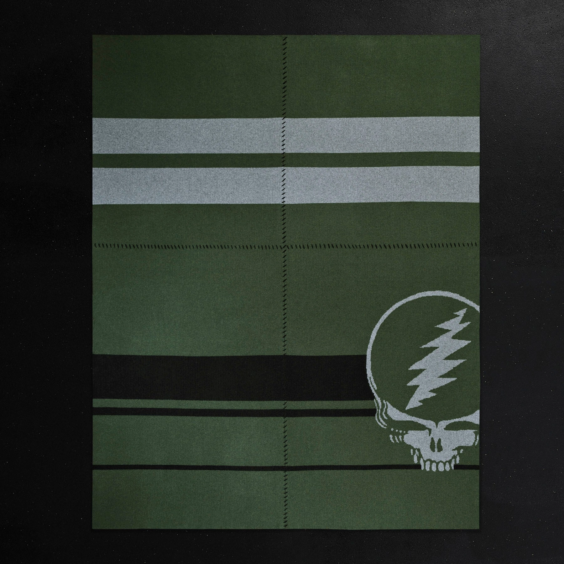 Grateful Dead Cashmere Blanket - Military Green/Grey Smoke/Black