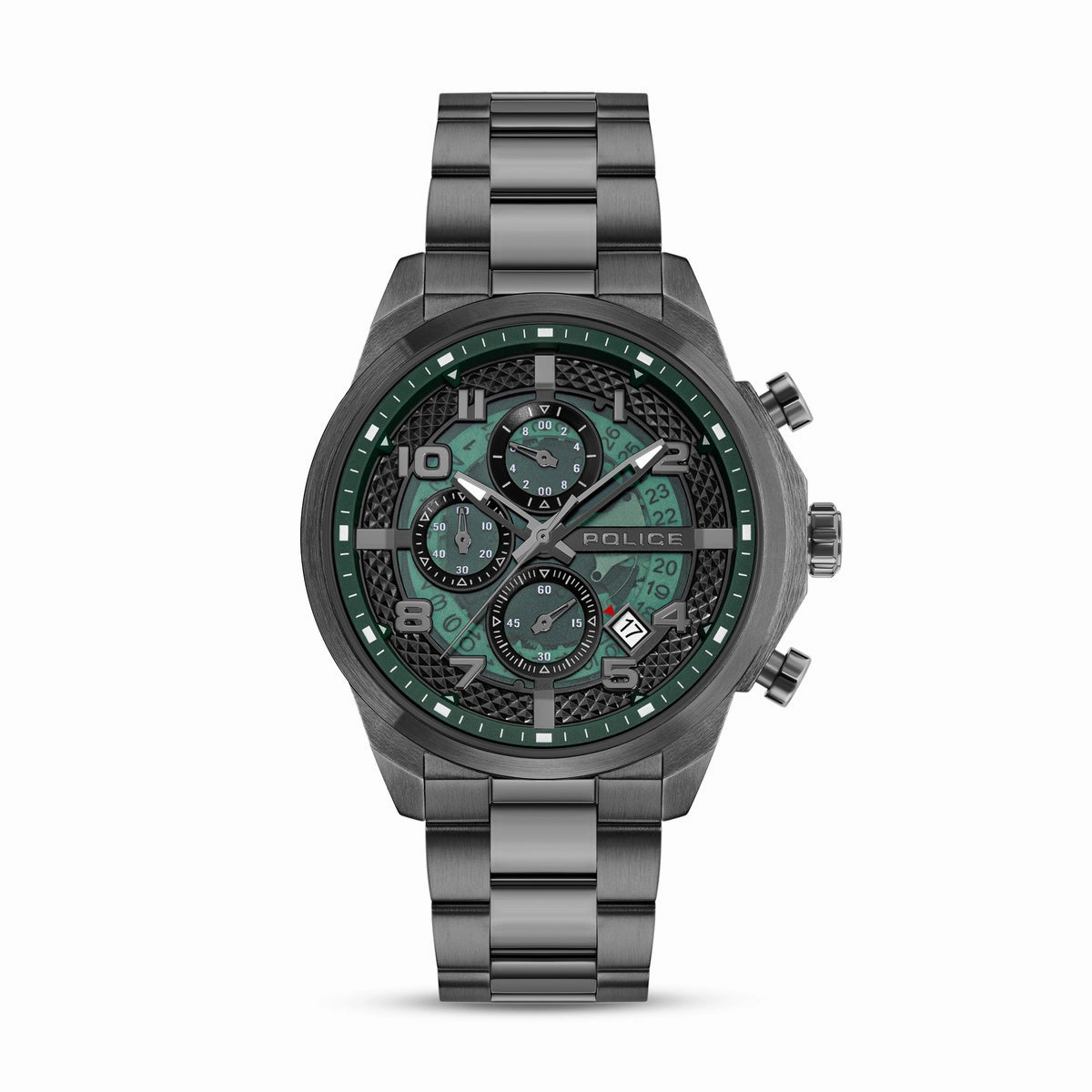 Gunmetal Case & Green Dial Watch With Gunmetal Strap