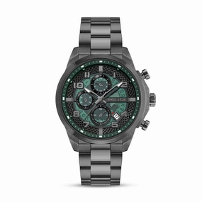 Gunmetal Case & Green Dial Watch With Gunmetal Strap