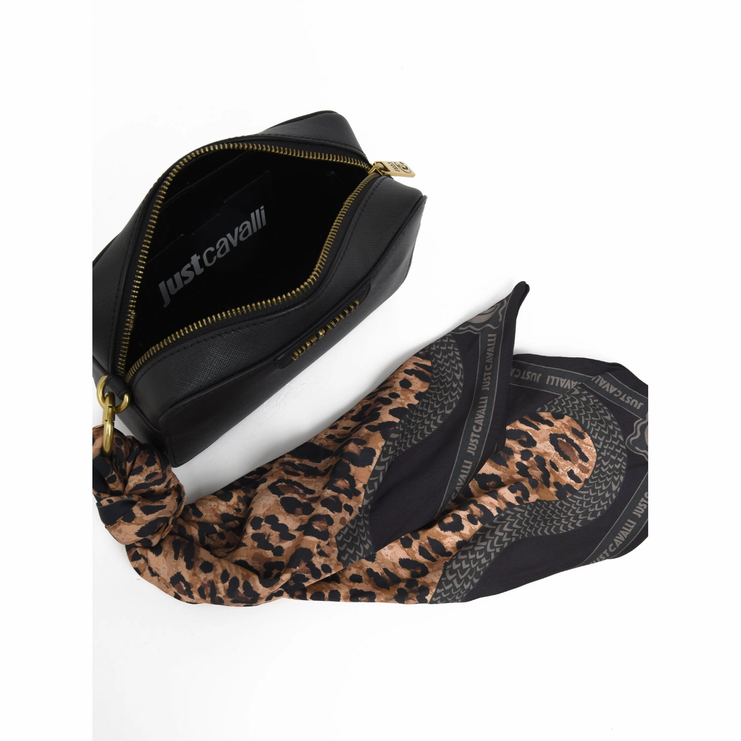 Just Cavalli Women's Leopard Print Scarf Crossbody Bag