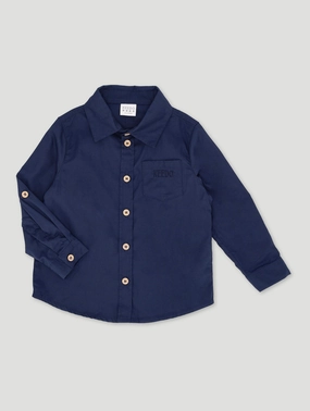 Keedo Boys Navy Formal Poplin Shirt