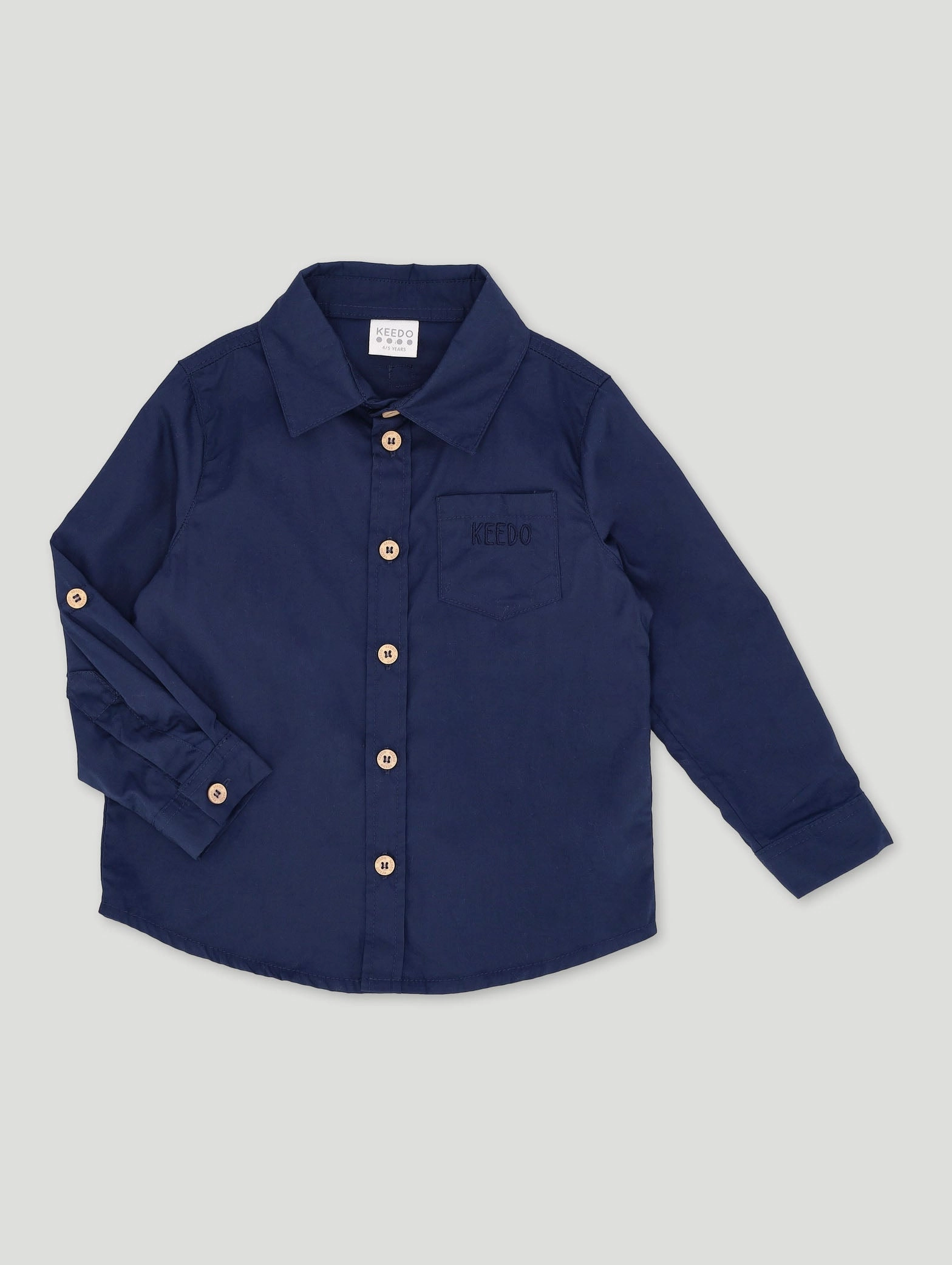 Keedo Boys Navy Formal Poplin Shirt