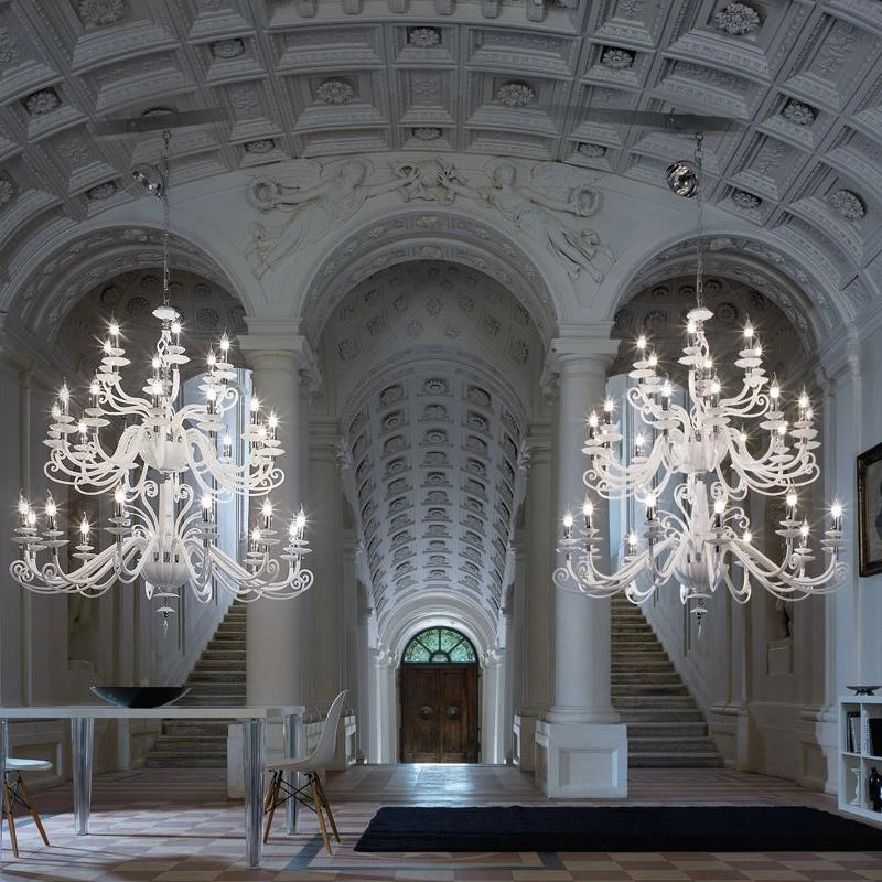 Large Contemporary Italian Glass Chandelier With 30 Arms