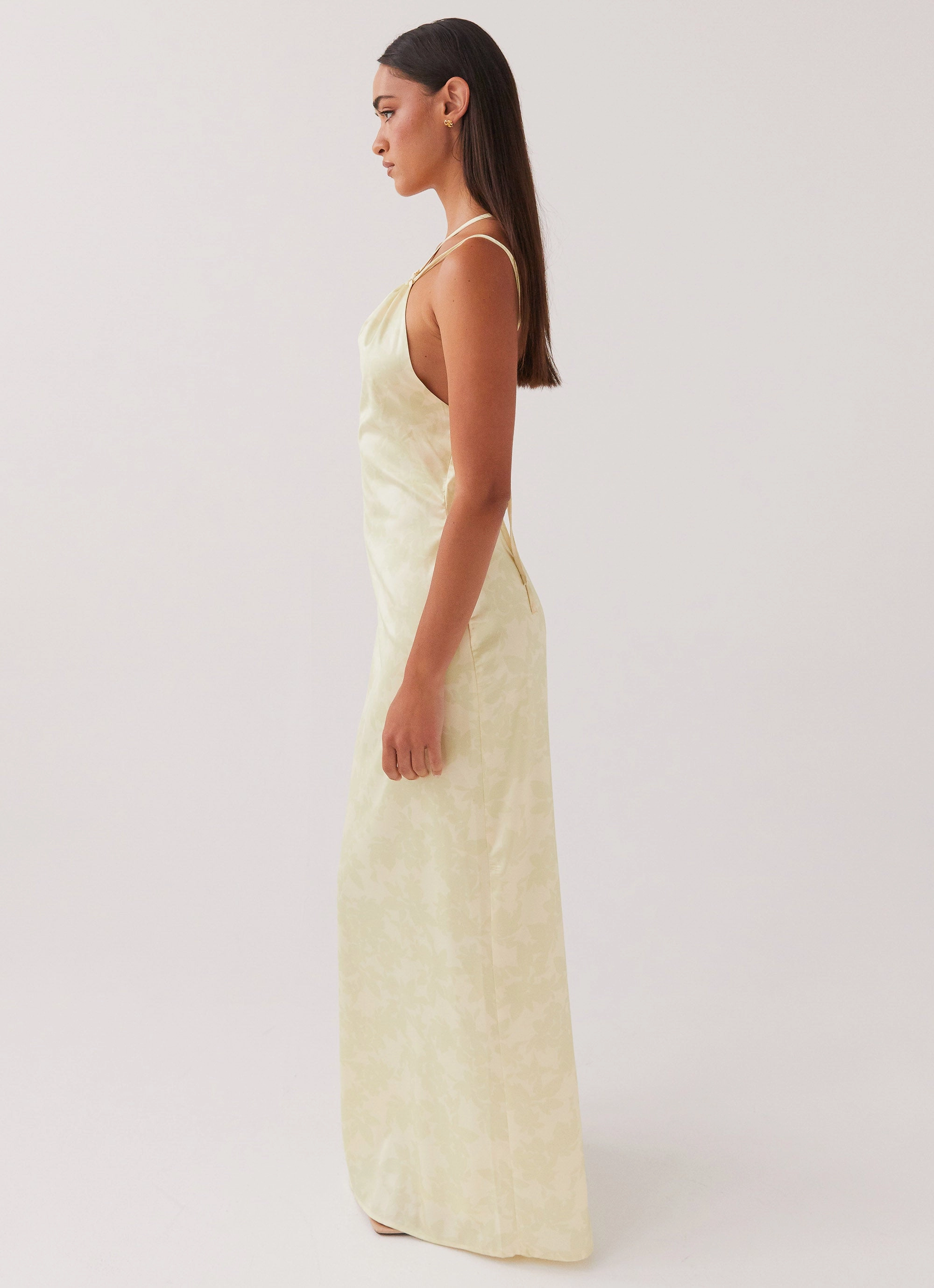 Liliana One Shoulder Maxi Dress - Yellow Floral
