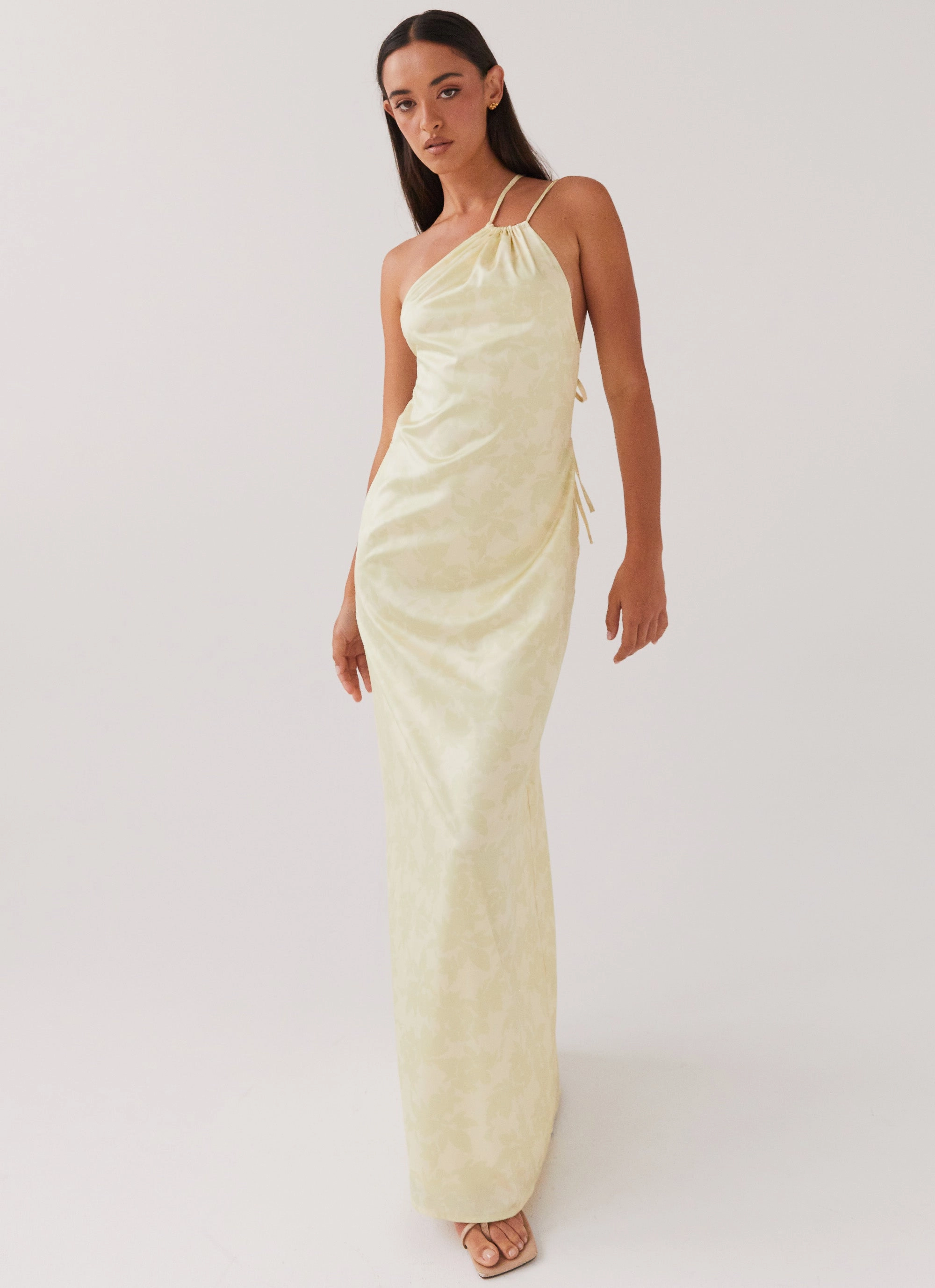Liliana One Shoulder Maxi Dress - Yellow Floral