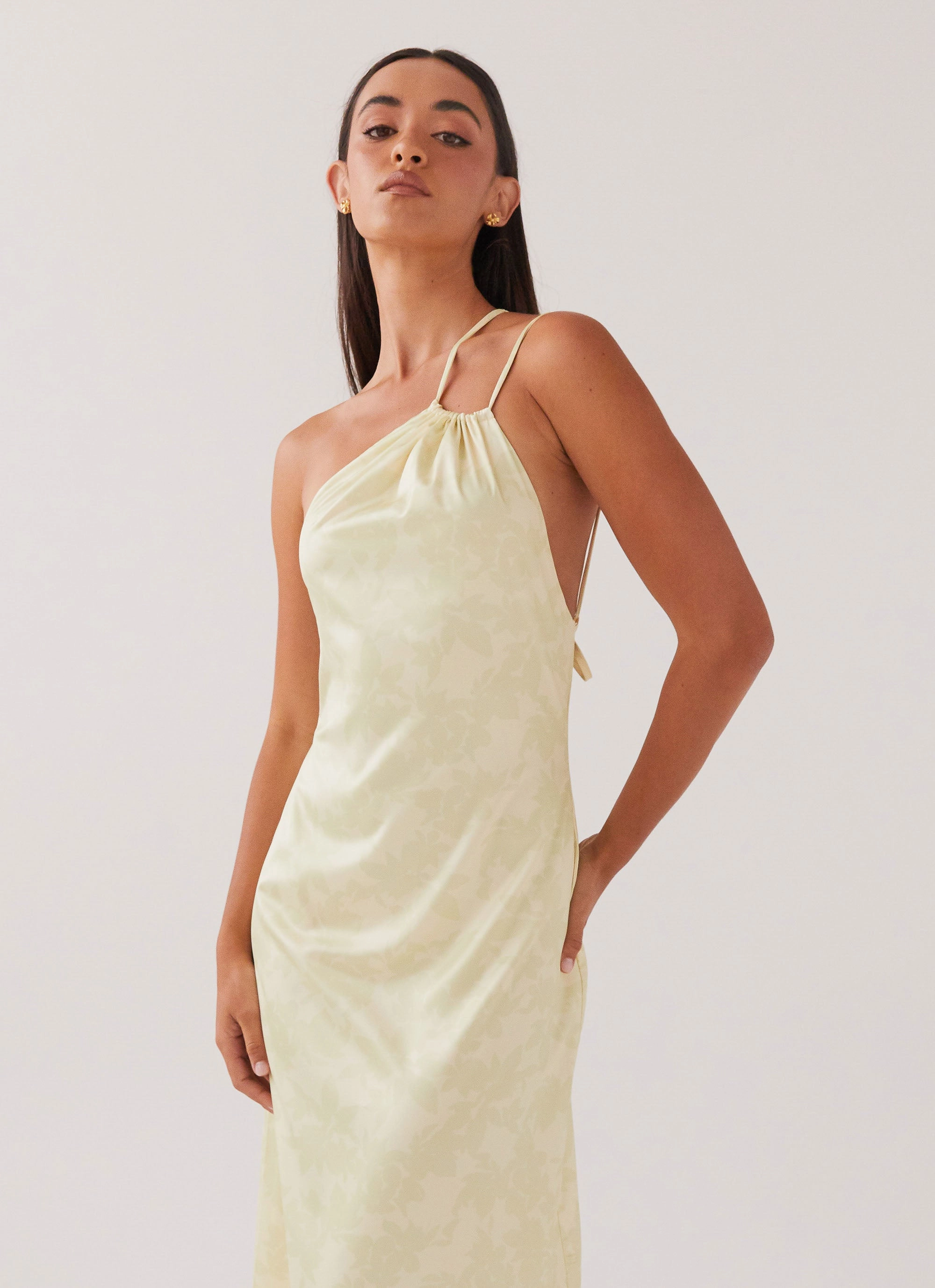 Liliana One Shoulder Maxi Dress - Yellow Floral