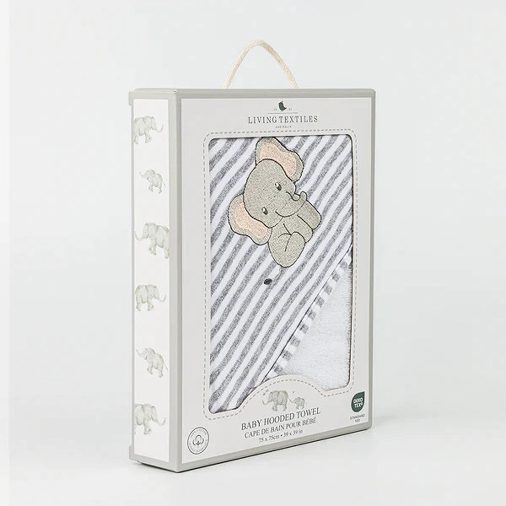 Living Textiles Hooded Towel Watercolour Elephant