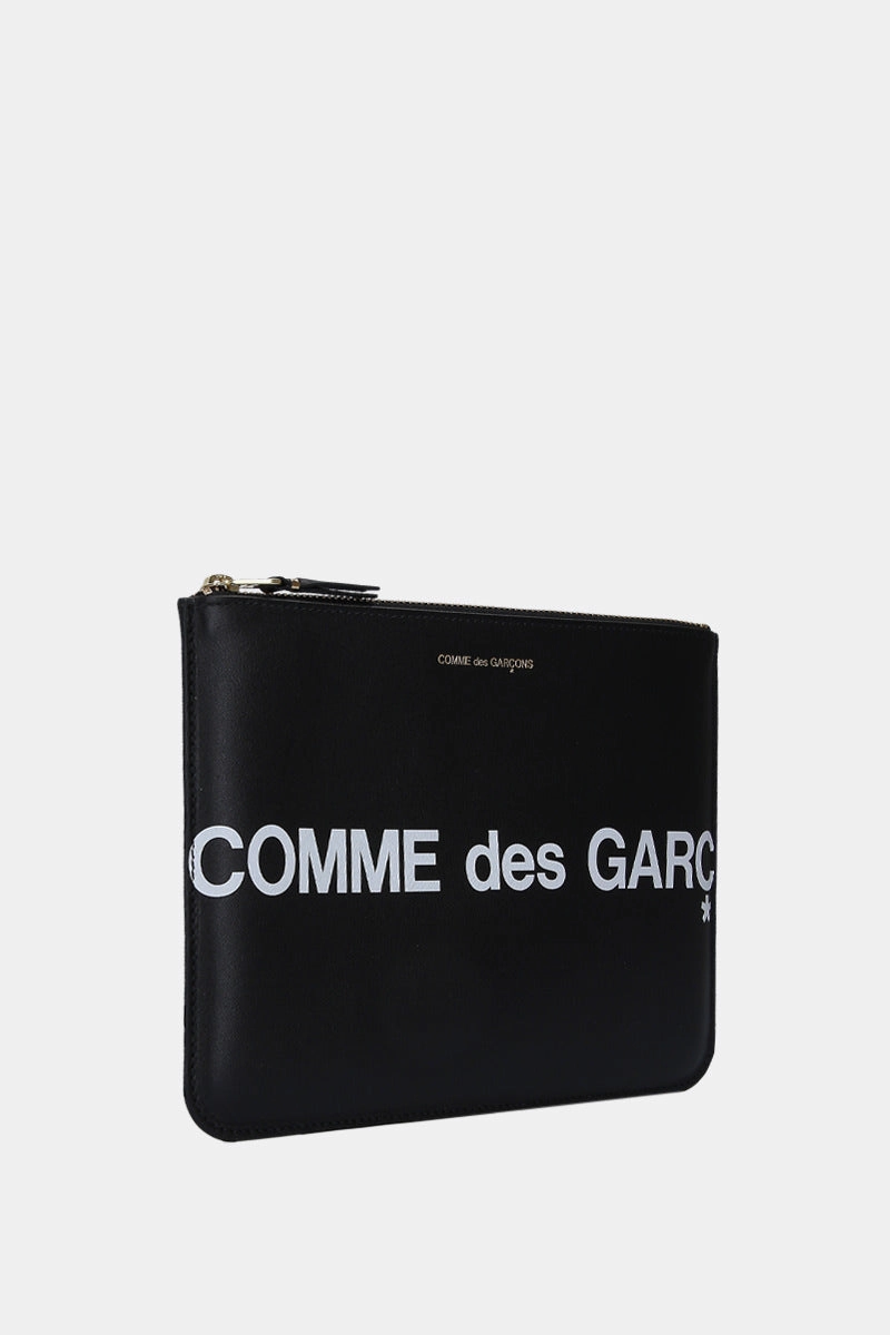 logo print smooth leather large pouch