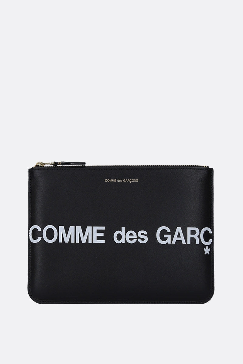 logo print smooth leather large pouch