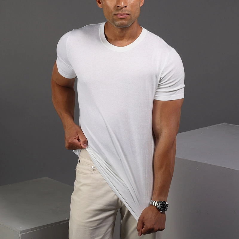 Lucca Luxury Touch Cotton and Silk T-Shirt White